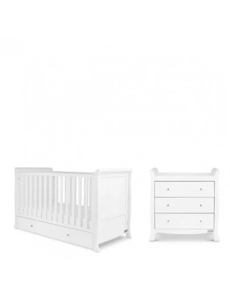 Ickle Bubba Snowdon Classic 2-Piece Furniture Set With Premium Sprung Mattress-White Ickle Bubba