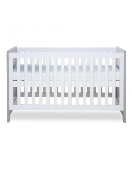 Ickle Bubba Pembrey Cot Bed-Ash Grey/White With Premium Sprung Mattres Ickle Bubba