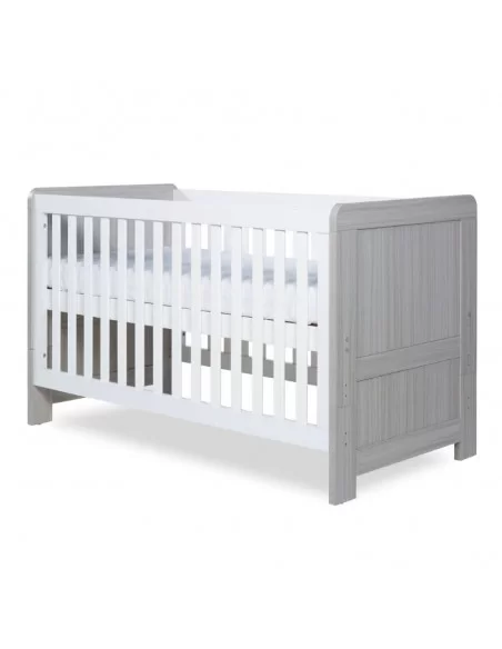 Ickle Bubba Pembrey Cot Bed-Ash Grey/White With Premium Sprung Mattres Ickle Bubba