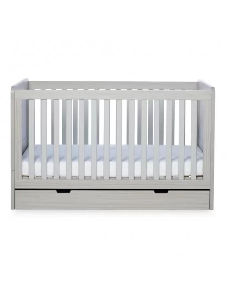 Ickle Bubba Pembrey Cot Bed & Under Drawer-Ash Grey With Fibre Mattress Ickle Bubba
