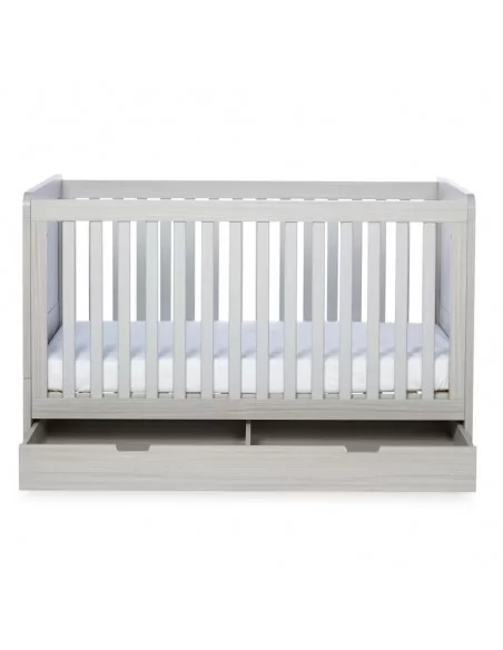 Ickle Bubba Pembrey Cot Bed & Under Drawer-Ash Grey With Fibre Mattress Ickle Bubba
