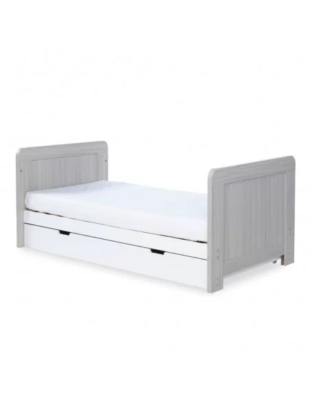 Ickle Bubba Pembrey Cot Bed + Under Drawer-Ash Grey/White With Premium Sprung Mattress Ickle Bubba