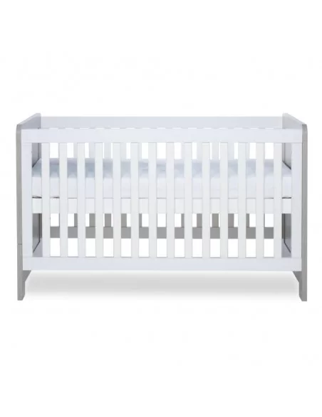 Ickle Bubba Pembrey Cot Bed + Changing Unit + Premium Sprung Mattress-Ash Grey/White Ickle Bubba