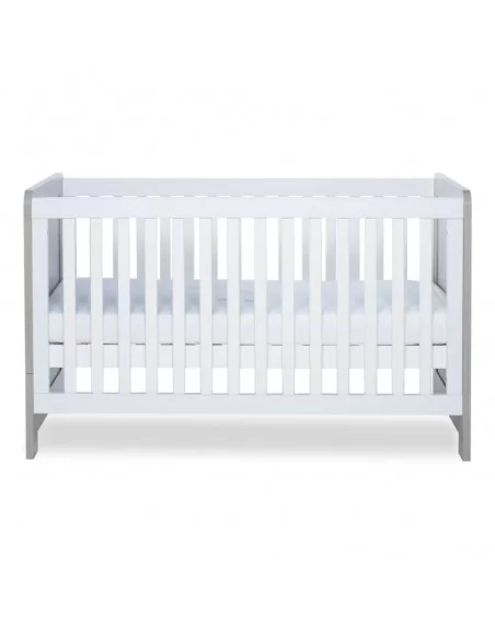 Ickle Bubba Pembrey Cot Bed + Changing Unit + Premium Sprung Mattress-Ash Grey/White Ickle Bubba