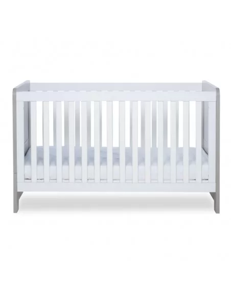 Ickle Bubba Pembrey Cot Bed + Changing Unit + Premium Sprung Mattress-Ash Grey/White Ickle Bubba