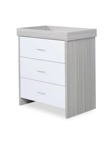 Ickle Bubba Pembrey Cot Bed + Changing Unit + Premium Sprung Mattress-Ash Grey/White Ickle Bubba
