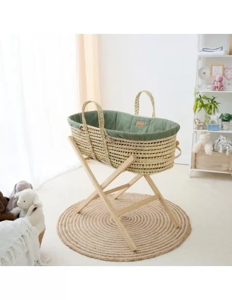 Clair de Lune Organic Palm Moses Basket-Forest Green Clair De Lune