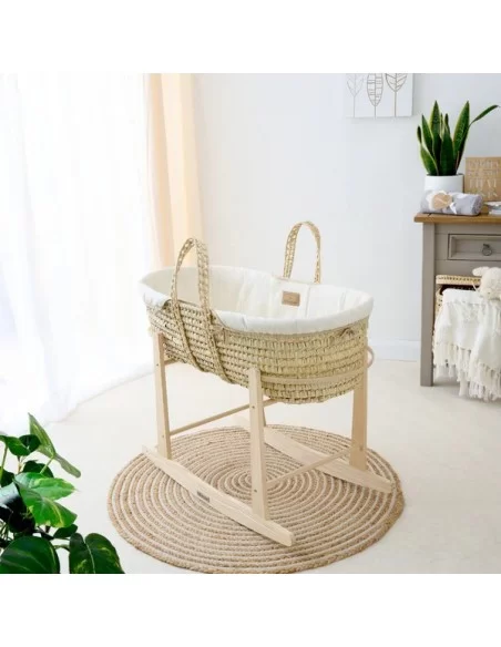 Clair de Lune Organic Palm Moses Basket-Natural Cream Clair De Lune