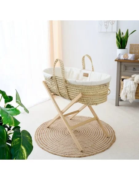 Clair de Lune Organic Palm Moses Basket-Natural Cream Clair De Lune