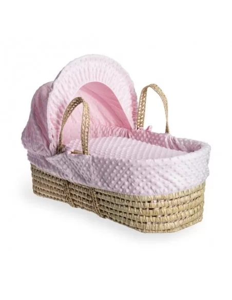 Clair de Lune Dimple Palm Moses Basket-Pink + Folding Stand Clair De Lune