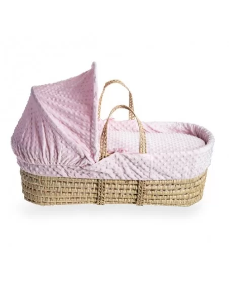 Clair de Lune Dimple Palm Moses Basket-Pink + Folding Stand Clair De Lune