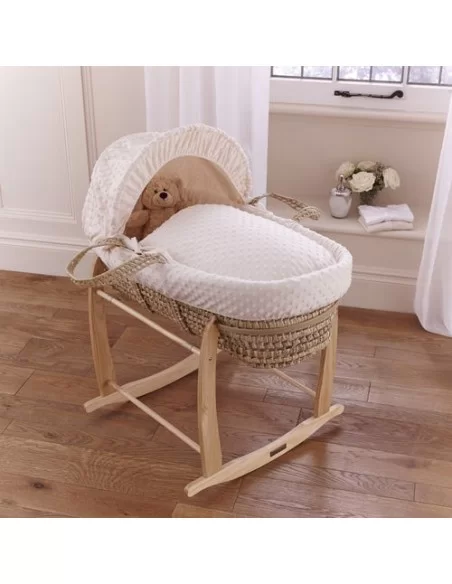 Clair de Lune Dimple Palm Moses Basket-Cream + Folding Stand Clair De Lune