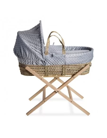 Clair de Lune Dimple Palm Moses Basket-Grey + Folding Stand Clair De Lune