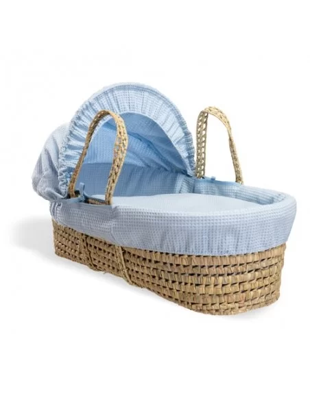 Clair de Lune Waffle Palm Moses Basket-Blue + Folding Stand Clair De Lune