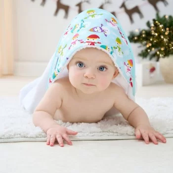 Clair de Lune Winter Snowman Baby Hooded Bath Towel-Red