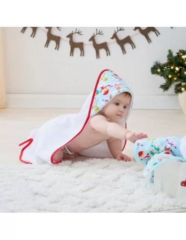 Clair de Lune Winter Snowman Baby Hooded Bath Towel-Red