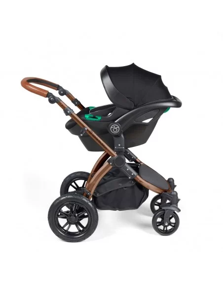 Ickle Bubba Stomp Luxe Bronze Frame All in One Premium i-Size Travel System With Isofix Base-Midnight/Tan Handle Ickle Bubba