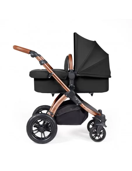 Ickle Bubba Stomp Luxe Bronze Frame All in One Premium i-Size Travel System With Isofix Base-Midnight/Tan Handle Ickle Bubba