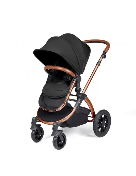 Ickle Bubba Stomp Luxe Bronze Frame All in One Premium i-Size Travel System With Isofix Base-Midnight/Tan Handle Ickle Bubba