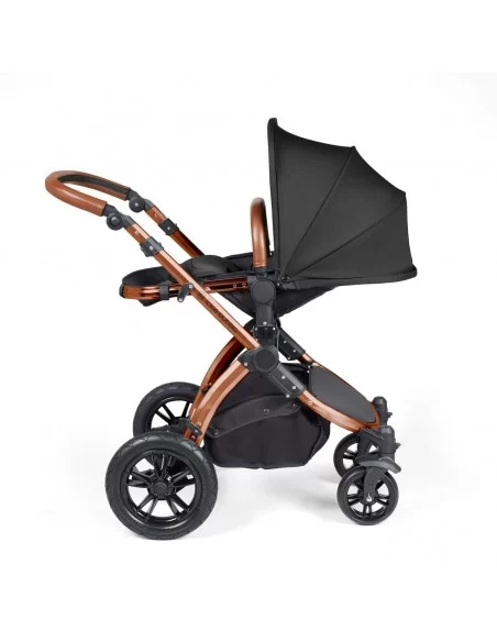 Ickle Bubba Stomp Luxe Bronze Frame All in One Premium i-Size Travel System With Isofix Base-Midnight/Tan Handle Ickle Bubba