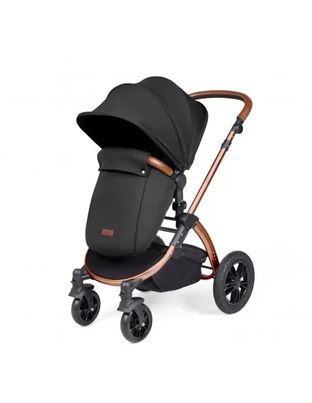 Ickle Bubba Stomp Luxe Bronze Frame All in One Premium i-Size Travel System With Isofix Base-Midnight/Tan Handle Ickle Bubba