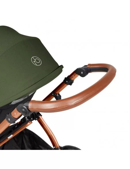 Ickle Bubba Stomp Luxe Bronze Frame All in One Premium i-Size Travel System With Isofix Base-Woodland/Tan Handle Ickle Bubba