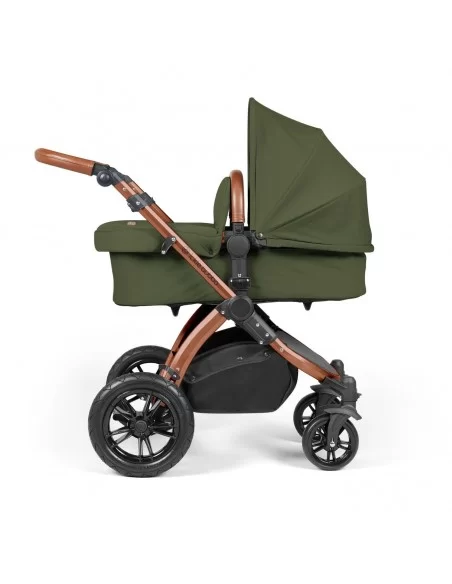 Ickle Bubba Stomp Luxe Bronze Frame All in One Premium i-Size Travel System With Isofix Base-Woodland/Tan Handle Ickle Bubba