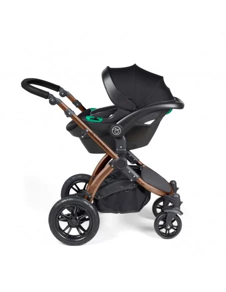 Ickle Bubba Stomp Luxe Bronze Frame All in One Premium i-Size Travel System With Isofix Base-Woodland/Black Handle Ickle Bubba