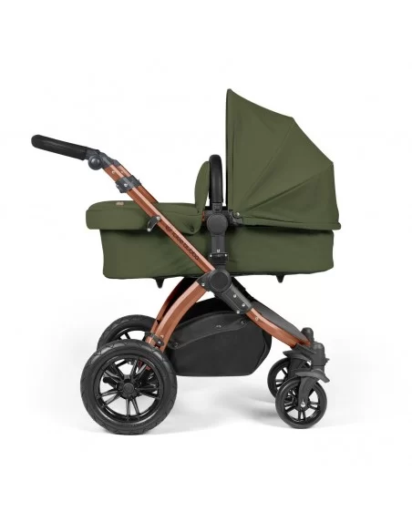 Ickle Bubba Stomp Luxe Bronze Frame All in One Premium i-Size Travel System With Isofix Base-Woodland/Black Handle Ickle Bubba