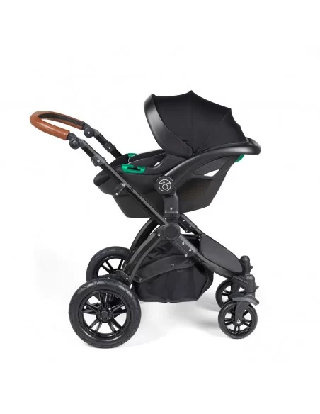 Ickle Bubba Stomp Luxe Black Frame All in One Premium i-Size Travel System With Isofix Base-Midnight/Tan Handle Ickle Bubba