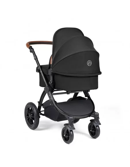 Ickle Bubba Stomp Luxe Black Frame All in One Premium i-Size Travel System With Isofix Base-Midnight/Tan Handle Ickle Bubba