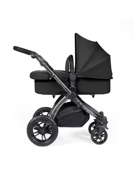 Ickle Bubba Stomp Luxe Black Frame All in One Premium i-Size Travel System With Isofix Base-Midnight/Black Handle Ickle Bubba