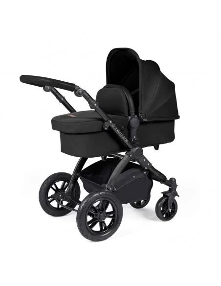 Ickle Bubba Stomp Luxe Black Frame All in One Premium i-Size Travel System With Isofix Base-Midnight/Black Handle Ickle Bubba