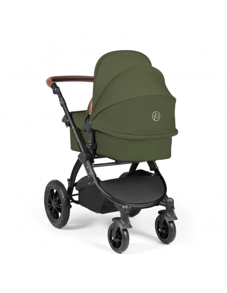 Ickle Bubba Stomp Luxe Black Frame All in One Premium i-Size Travel System With Isofix Base-Woodland/Tan Handle Ickle Bubba