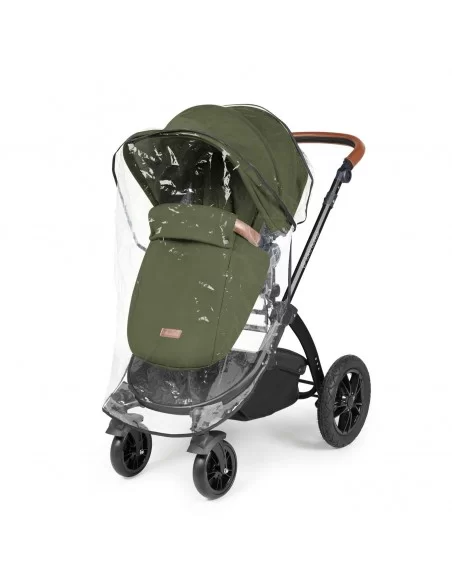 Ickle Bubba Stomp Luxe Black Frame All in One Premium i-Size Travel System With Isofix Base-Woodland/Tan Handle Ickle Bubba