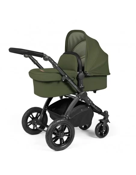 Ickle Bubba Stomp Luxe Black Frame All in One Premium i-Size Travel System With Isofix Base-Woodland/Black Handle Ickle Bubba