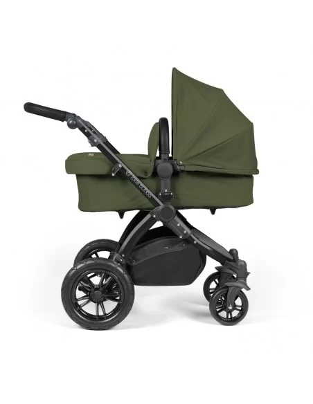 Ickle Bubba Stomp Luxe Black Frame All in One Premium i-Size Travel System With Isofix Base-Woodland/Black Handle Ickle Bubba