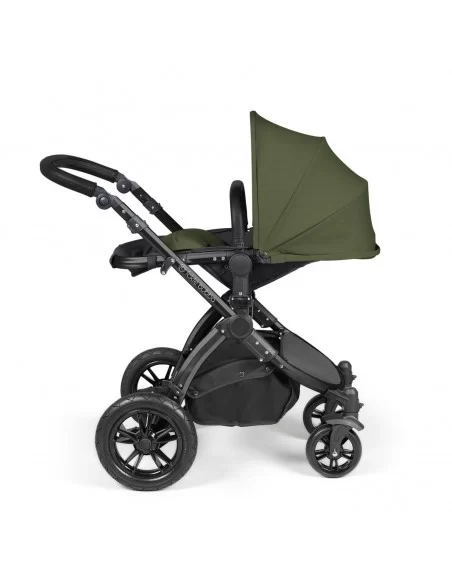 Ickle Bubba Stomp Luxe Black Frame All in One Premium i-Size Travel System With Isofix Base-Woodland/Black Handle Ickle Bubba