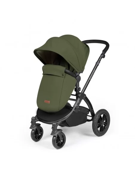 Ickle Bubba Stomp Luxe Black Frame All in One Premium i-Size Travel System With Isofix Base-Woodland/Black Handle Ickle Bubba