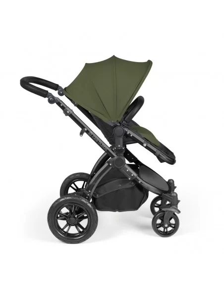 Ickle Bubba Stomp Luxe Black Frame All in One Premium i-Size Travel System With Isofix Base-Woodland/Black Handle Ickle Bubba