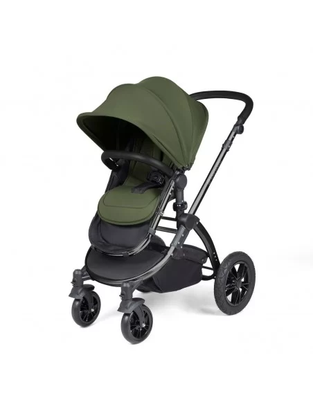 Ickle Bubba Stomp Luxe Black Frame All in One Premium i-Size Travel System With Isofix Base-Woodland/Black Handle Ickle Bubba