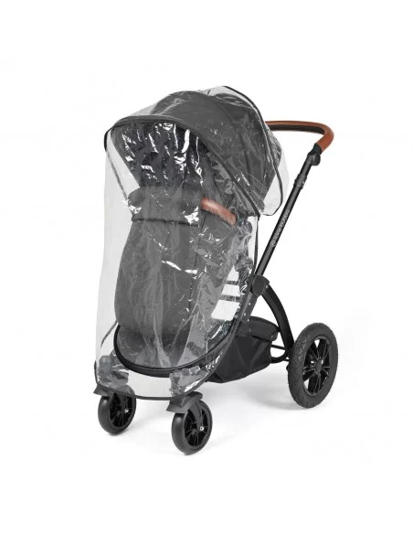 Ickle Bubba Stomp Luxe Black Frame All in One Premium i-Size Travel System With Isofix Base-Charcoal Grey/Tan Handle Ickle Bubba