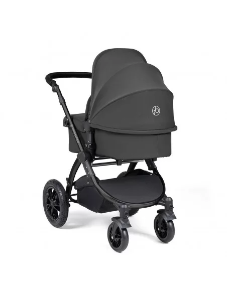 Ickle Bubba Stomp Luxe Black Frame All in One Premium i-Size Travel System With Isofix Base-Charcoal Grey/Black Handle Ickle Bubba