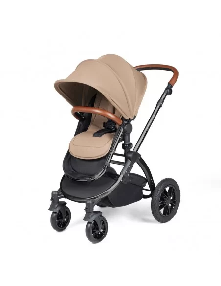 Ickle Bubba Stomp Luxe Black Frame All in One Premium i-Size Travel System With Isofix Base-Desert/Tan Handle Ickle Bubba