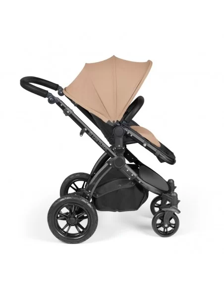 Ickle Bubba Stomp Luxe Black Frame All in One Premium i-Size Travel System With Isofix Base-Desert/Black Handle Ickle Bubba