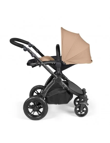 Ickle Bubba Stomp Luxe Black Frame All in One Premium i-Size Travel System With Isofix Base-Desert/Black Handle Ickle Bubba