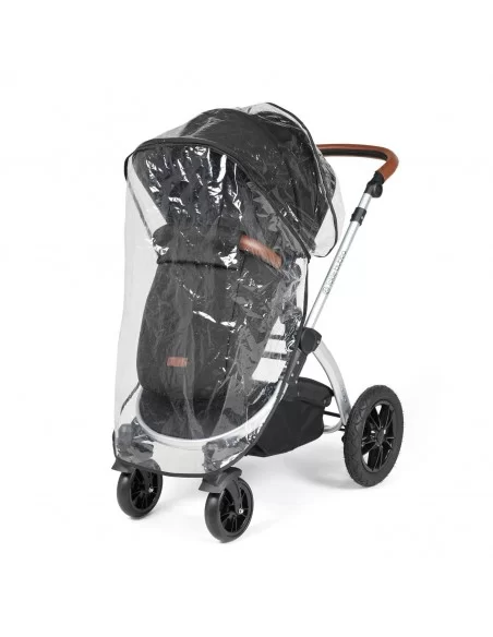 Ickle Bubba Stomp Luxe Silver Frame All in One Premium i-Size Travel System With Isofix Base-Midnight/Tan Handle Ickle Bubba