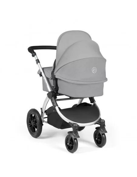 Ickle Bubba Stomp Luxe Silver Frame All in One Premium i-Size Travel System With Isofix Base-Pearl Grey/Black Handle Ickle Bubba