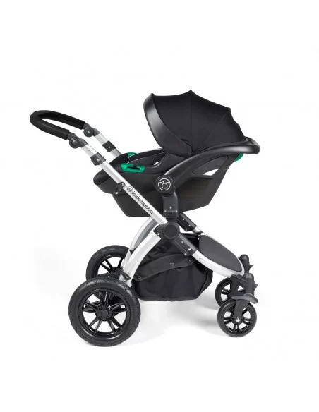 Ickle Bubba Stomp Luxe Silver Frame All in One Premium i-Size Travel System With Isofix Base-Pearl Grey/Black Handle Ickle Bubba