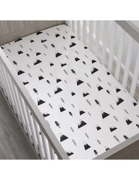 Ickle Bubba Cot Bed Sheets Pack Of 2-Mono Mountains Ickle Bubba